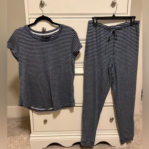 Laura Ashley Navy Striped Pajama Set
